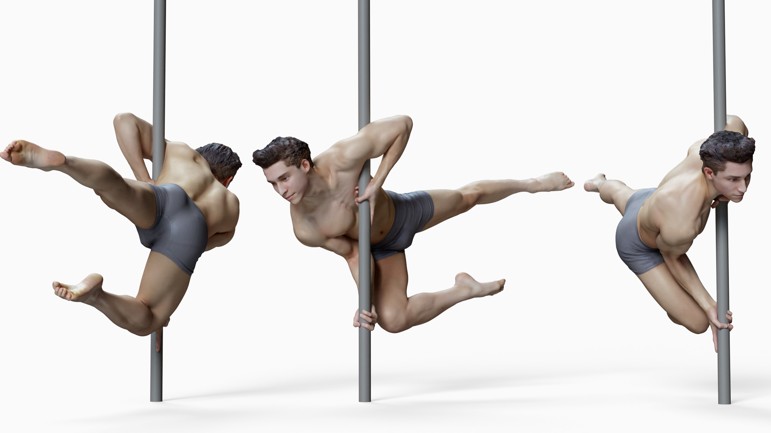 60 x Male pole dancer reference pose pack